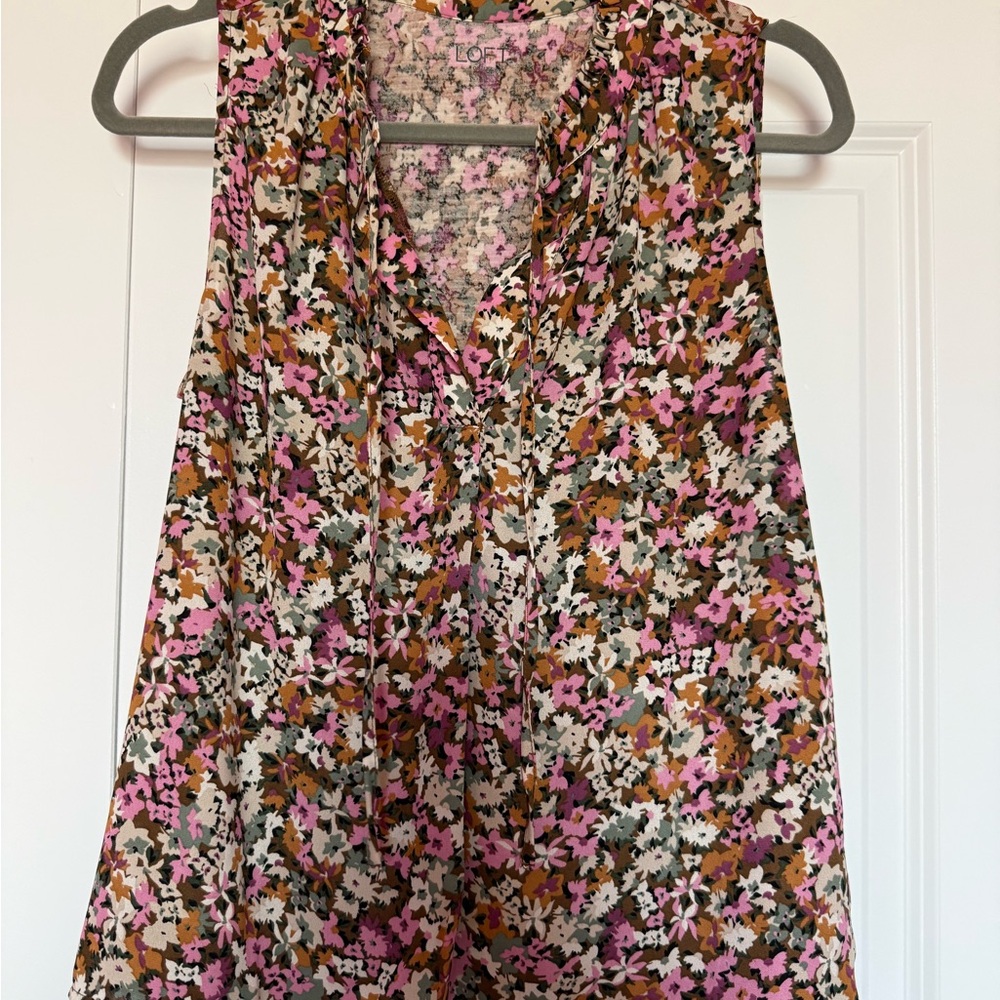 NWT LOFT Pink Floral Sleeveless Blouse